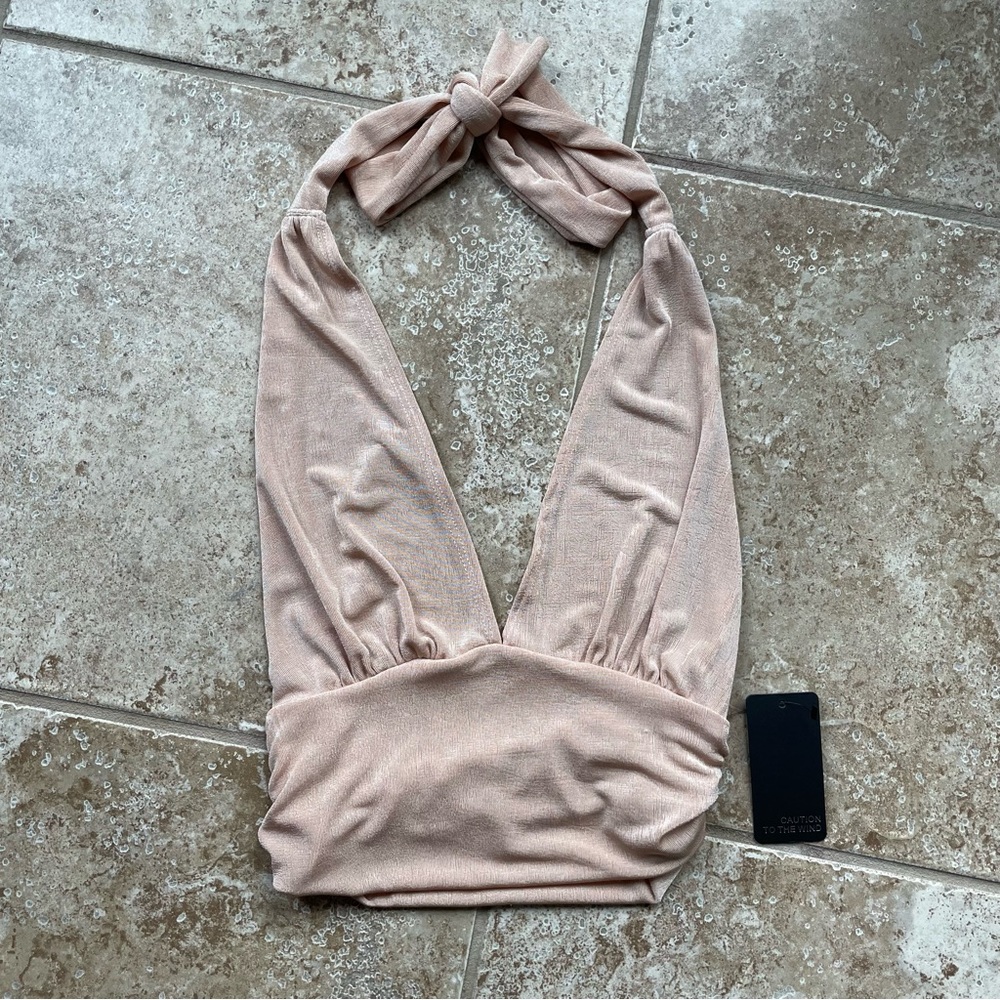 Caution to the Wind Pink Halter Top